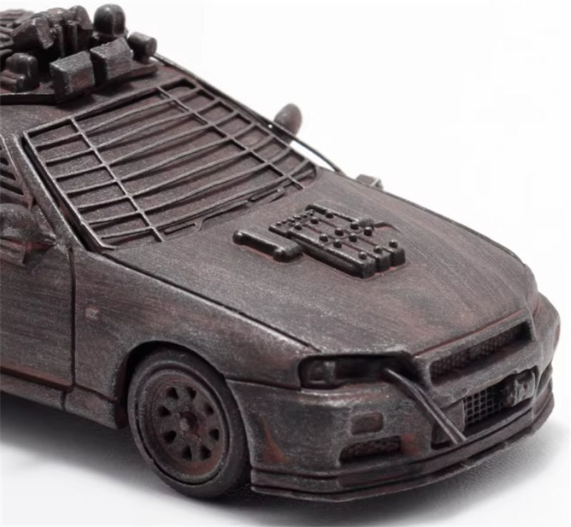 Stance Hunters Nissan Skyline GTR BNR34 Mad Max Apocalypse Edition Distressed style Regular Version Limited Edition 499PCS ONLY 1:64 Car Pre-built Model view5