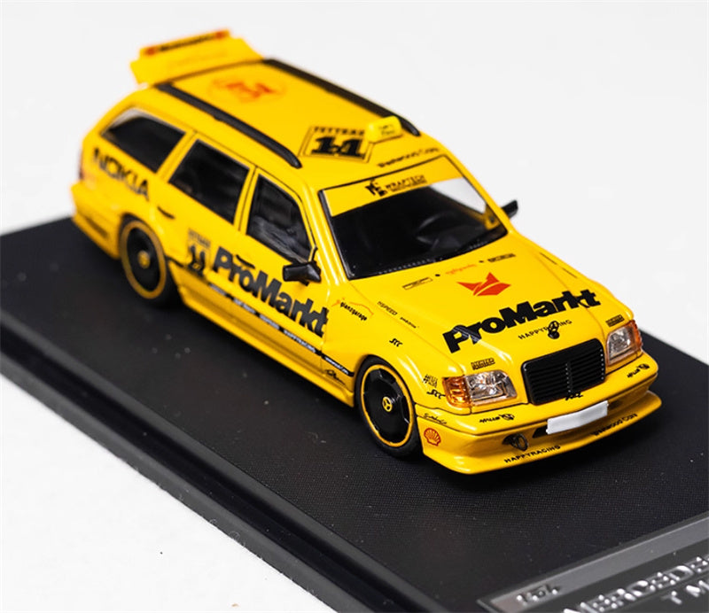 Mortal Mercedes Benz S124 T MODEII EVO2 wagon Yellow taxi pancake wheels Limited Edition 999PCS ONLY 1:64 Car Pre-built Model view5