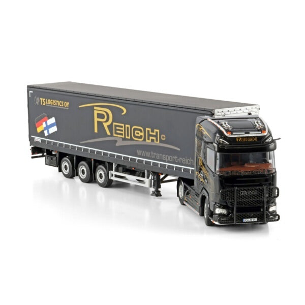 1:50 DAF PHILIPP REICH XG + 4X2 CURTAINSIDE TRAILER 3 AXLE WSI  Black Diecast Model