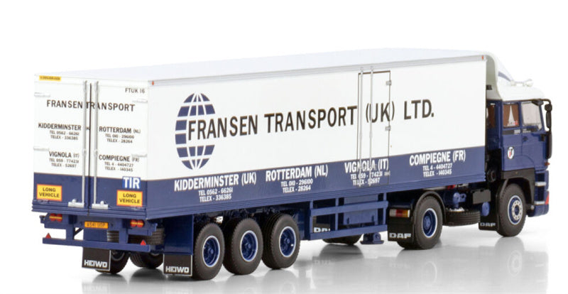 WSI DAF 2800 4X2 CLASSIC REEFER TRAILER - 3 AXLE Fransen Transport UK 1:50 Truck Pre-built Model