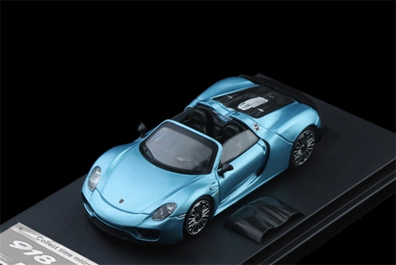 TimeMicro Porsche 918 Spyder Electric Blue Regular Version Limited Edition 999PCS ONLY 1:64 car Pre-built Model view1