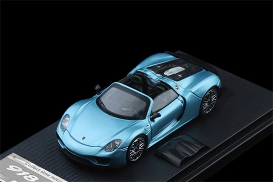 TimeMicro Porsche 918 Spyder Electric Blue Regular Version Limited Edition 999PCS ONLY 1:64 car Pre-built Model view1