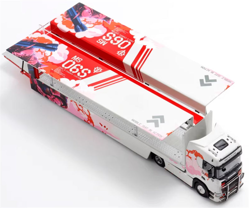Max well Scania #S730 double-decker transport vehicle White Red Mech Zhagu 1:64 Truck Pre-built Airliner Model Display view7
