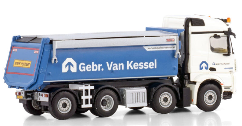 WSI AROCS MP4 2.300MM STREAM SPACE 8X2 TAG AXLE TIPPER TRUCK Gebr. van Kessel 1:50 Truck Pre-built Model