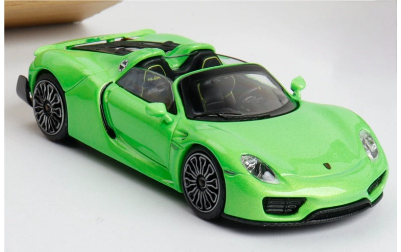 1:64 Porsche 918 Spyder Apple Green TOP LUX Convertible DIECAST Car Model