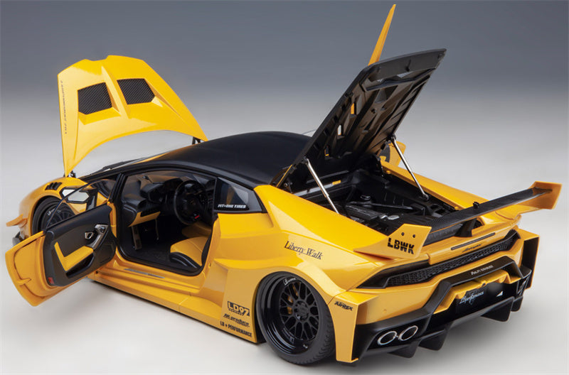 AUTOART Lamborghini HURACAN GT supercar yellow LBWK AirREX Liberty Walk AK-produce LB PERFORMANCE 1:18 Car Pre-built Model view7