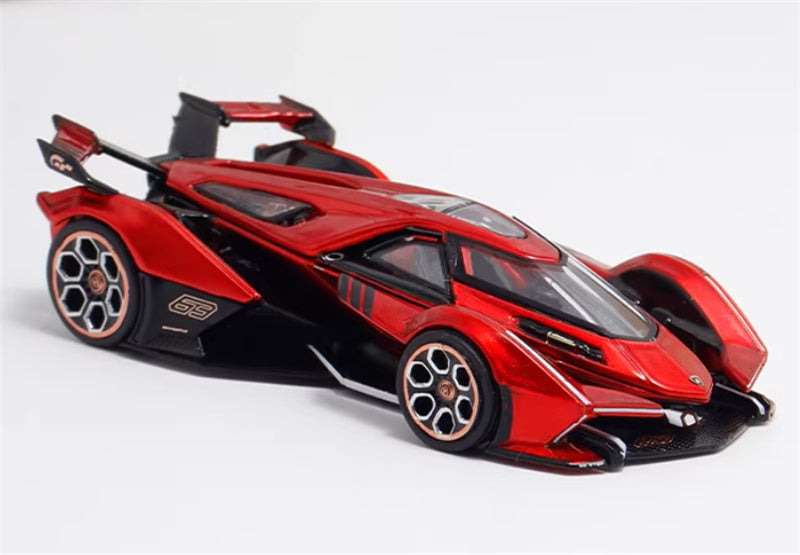 LeManFang Lamborghini V12 Vision VGT Concept Car Transparent Red 1:64 Car Pre-built Model view5