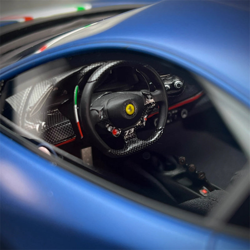 BBR MODELS Ferrari 488 Pista #73 Abu Dhabi Blue Limited Edition Leather base 1:18 Car Pre-built Model view11