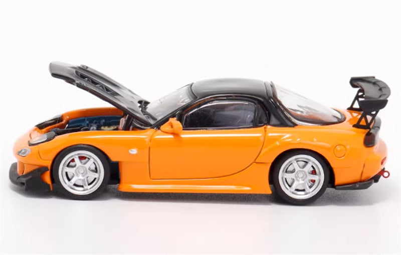 BSC Mazda RX7 FD3S Passion Orange - Carbon Cover 1:64 Car Pre-built Airliner Model Display view3