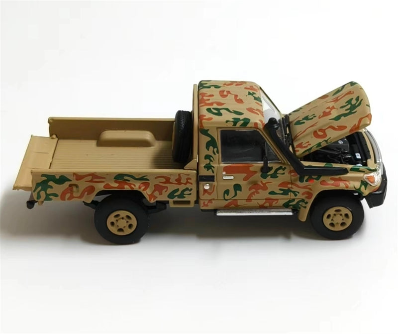 RHINO MODEL Toyota Land Cruiser LC79 Yellow Camo Pickup Truck Middle East Edition 1:64 Truck Pre-built Model view3