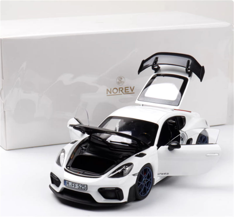 1:18 PORSCHE Cayman GT4 RS 2024 White carbon cover  Norev Hard top Tail Wing Edition DIECAST Car Model