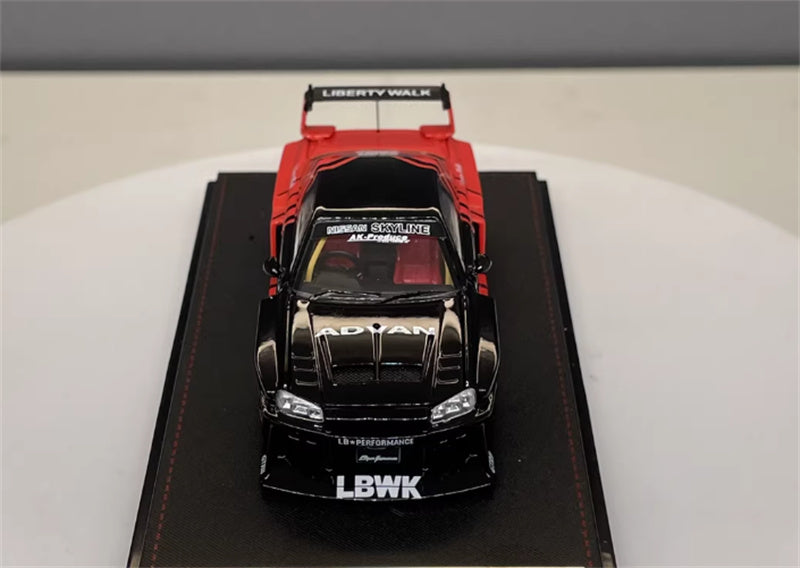 SW Nissan Skyline LBWK ER34 ADVAN Red Black Limited Edition 499PCS ONLY 1:64 car Pre-built Model view5