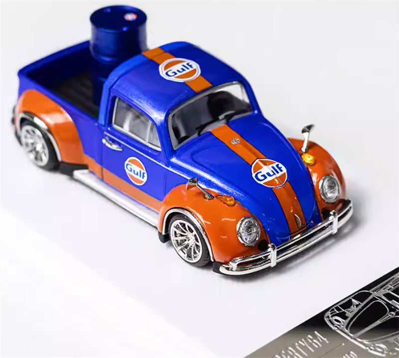 Liberty 64 Volkswagen Beetle Pickup Gulf Painting w/ resin Gulf oil drum 1:64 Car Pre-built Airliner Model Display view6