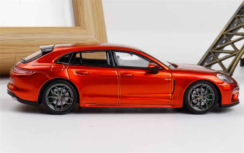 Liberty 64 Porsche Panamera Turbo S Flame Orange w/ Figure and wheels 1:64 Car Pre-built Airliner Model Display view3