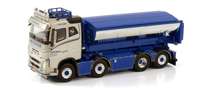 WSI VOLVO FH4 SLEEPER CAB 8X2 CABLE LIFT SYSTEM (RESIN) + HOOKLIFT CONTAINER ASPHALT ERIK DUUS 1:50 Truck Pre-built Model
