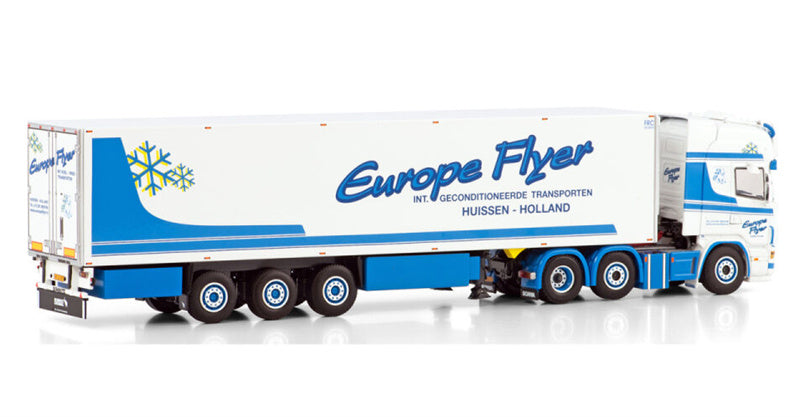 WSI  SCANIA R4 TOPLINE 6X2 TWINSTEER REEFER TRAILER - 3 AXLE Europe Flyer 1:50 Truck Pre-built Model