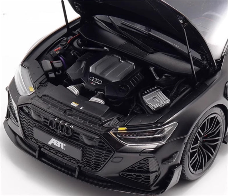 KengFai 2021 Audi RS7 C8 Sportback Semi-matte Black ABT 1:18 Car Pre-built Model