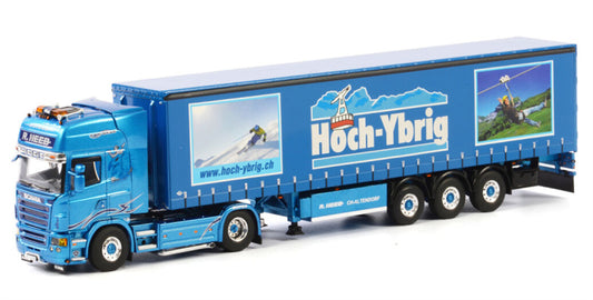 WSI  SCANIA R5 TOPLINE 4x2 CURTAIN SIDE / TAUTLINER TRAILER - 3 AXLE Heeb Hoch-Ybrig 1:50 Truck Pre-built Model