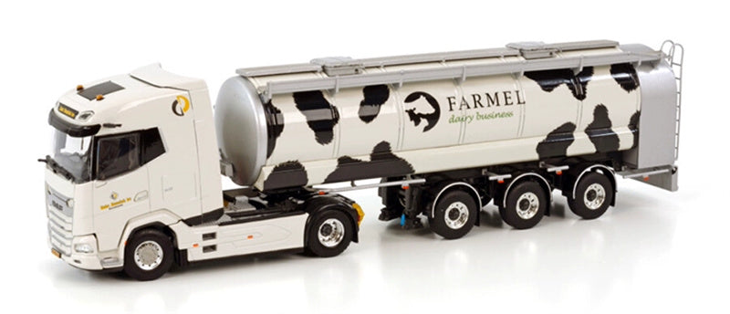WSI  DAF XG 4X2 TANK TRAILER / RMO - 3 AXLE GEBR. DUNNINK B.V.FARMEL 1:50 Truck Pre-built Model