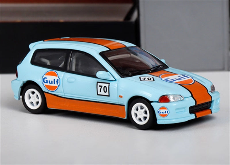 SW Honda Civic EG6 Gulf Painting Limited Edition 500PCS ONLY 1:64 Car Pre-built Model view5
