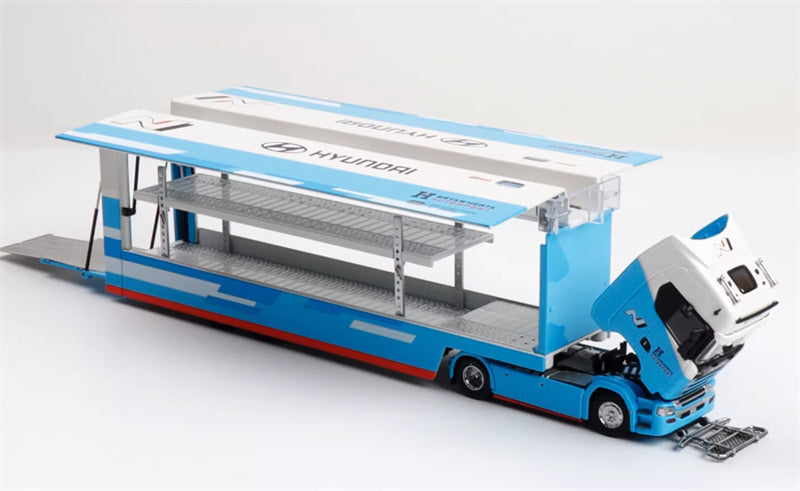 Max well Scania #S730 double-decker transport vehicle Blue white modern coating 1:64 Truck Pre-built Airliner Model Display view4