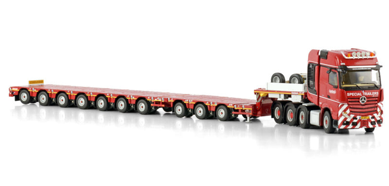 WSI  ACTROS MP5 SLT GIGA SPACE 8X4 MANOOVR - 3+7 AXLE Nooteboom Red Line 1:50 Truck Pre-built Model