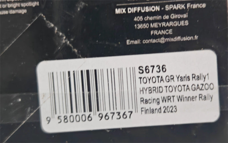 Spark TOYOTA GR Yaris Rally1 HYBRID GAZOO Racing WRT Winner Rally Finland 2023 E.Evans - S.Martin 1:43 Car Pre-built Model view8