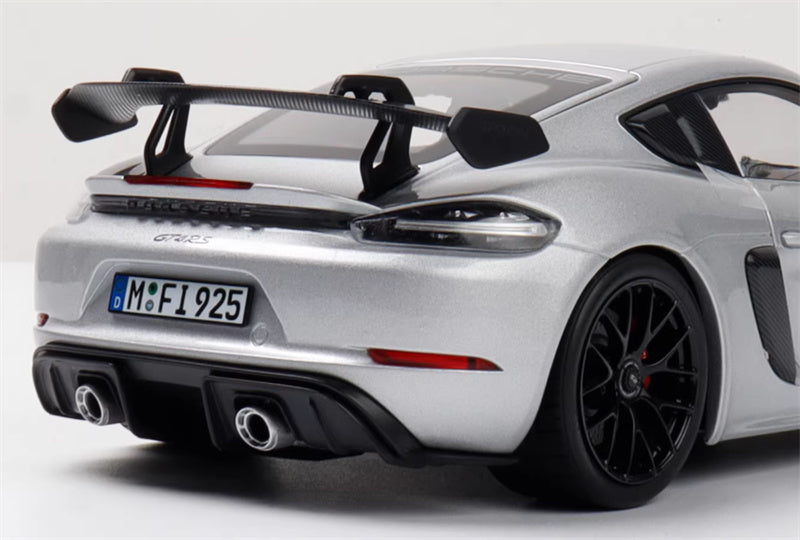 1:18 PORSCHE Cayman GT4 RS 2024 Silver carbon cover  Norev Hard top Tail Wing Edition DIECAST Car Model