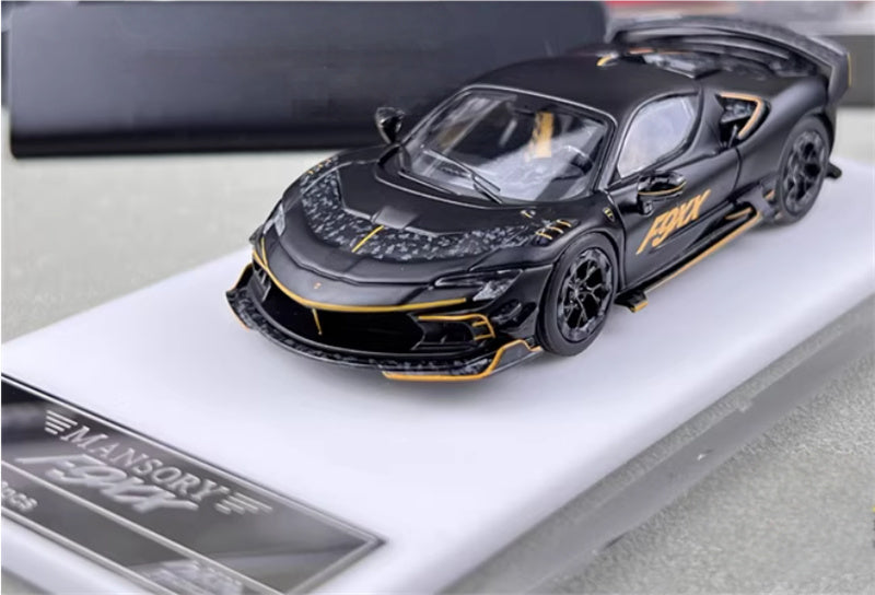 HKM Premium Mansory modified version Ferrari SF90 F9XX supercar Black hardtop Limited Edition 1:64 Car Pre-built Airliner Model Display view1