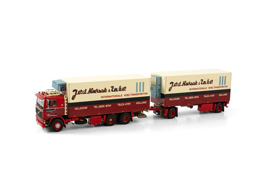 WSI VOLVO F12 6X2 TAG AXLE RIGED REFRIGERATED COMBI - 5 AXLE  VAN DER KWAAK 1:50 Truck Pre-built Model