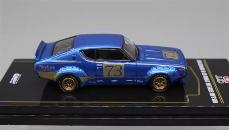 INNO64 Nissan Skyline 2000 GT-R (KPGC110) Blue # 73 1:64 car Pre-built Model view4