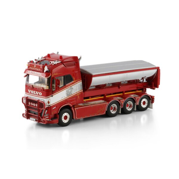 1:50 VOLVO JH ENTREPRENAD & TRANSPORT FH5 8X4 + ASPHALT CONTAINER WSI Red Diecast Model