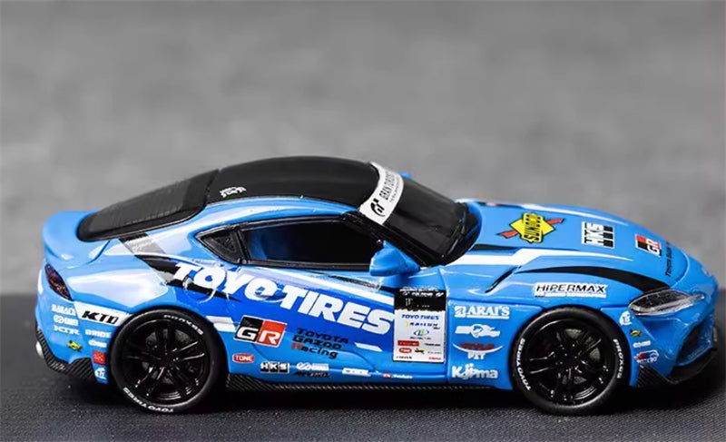 AURORA MODEL Toyota Supra A90 Blue HKS Regular Version Oriental Tires 1:64 car Pre-built Model view4