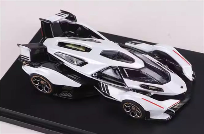 LeManFang Lamborghini V12 Vision VGT Concept Car Pearlescent White 1:64 Car Pre-built Model view3