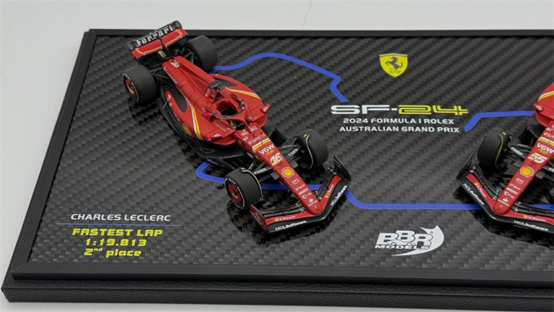 1:43 BBR MODELS Ferrari SF24 GP AUSTRALIAN GRAND PRIX 2024 #16 & SAINZ #55 SET view6