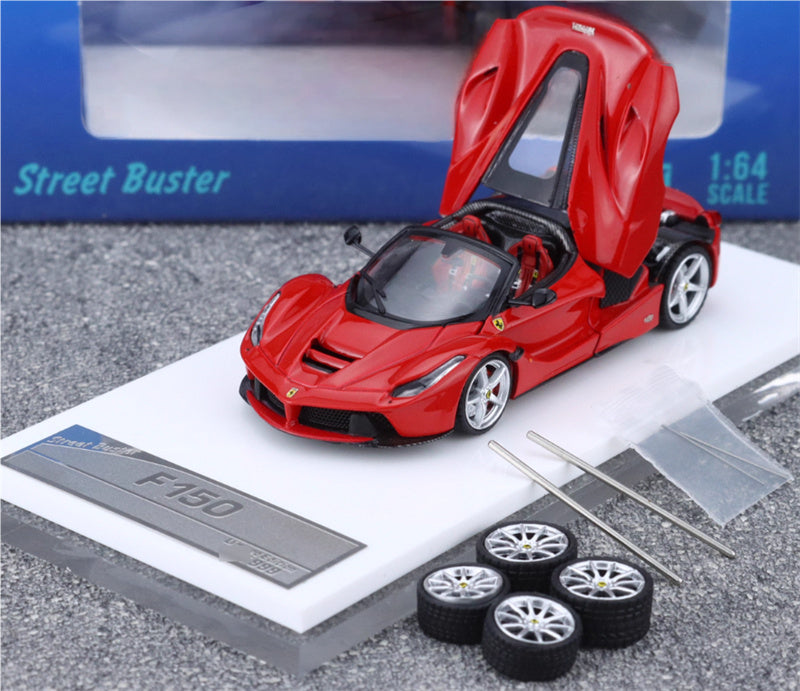 Street Buster Ferrari LaFerrari F150 Supercar Red convertible version Limited Edition 999PCS ONLY 1:64 Car Pre-built Model view1