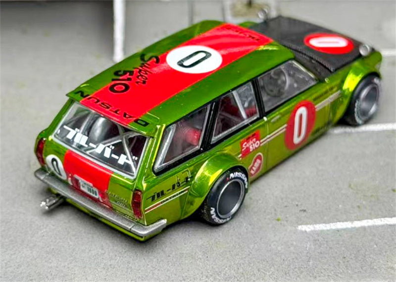 KaidoHouse x MiniGT Datsun KAIDO 510 #0 Wagon OG FLOW Yellow color box packaging 1:64 Car Pre-built Model view4