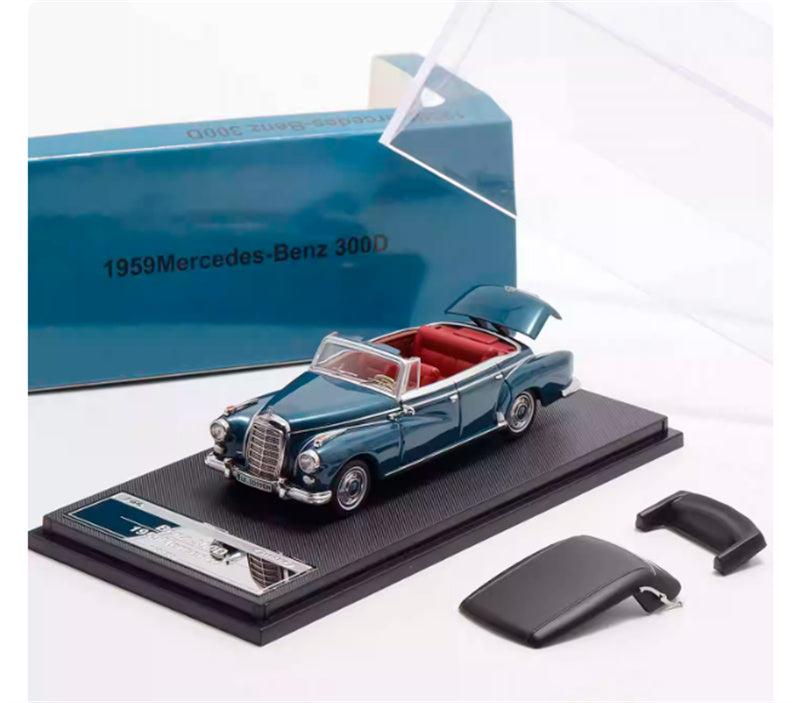 SEEKER Mercedes Benz 300D Adenauer W189 1959 convertible Soft top Blue 1:64 Car Pre-built Model view11