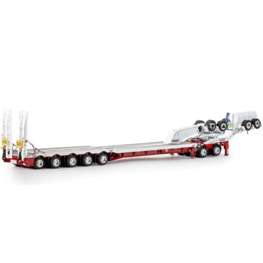 Drake  White Red 5x8 Swingwing Drop Deck + 2x8 Dolly 1/50 DIECAST Truck