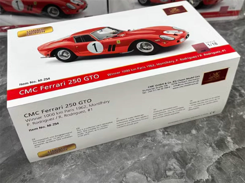 CMC Ferrari 250 GTO Winner 1000km Paris 1962 #3987 (LHD) Montlhery / R. Rodriguez #1 Limited Edition Red 1:18 Car Pre-a Model