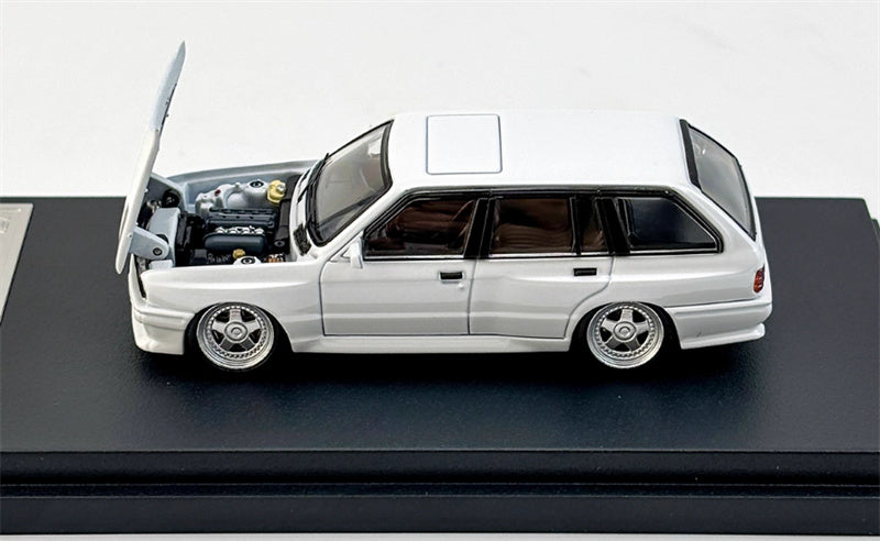 Mortal BMW E30 3 Series Touring Lowered Version version Openable Hood Pearl white Limited Edition 499PCS ONLY 1:64 Car Pre-built Model view4