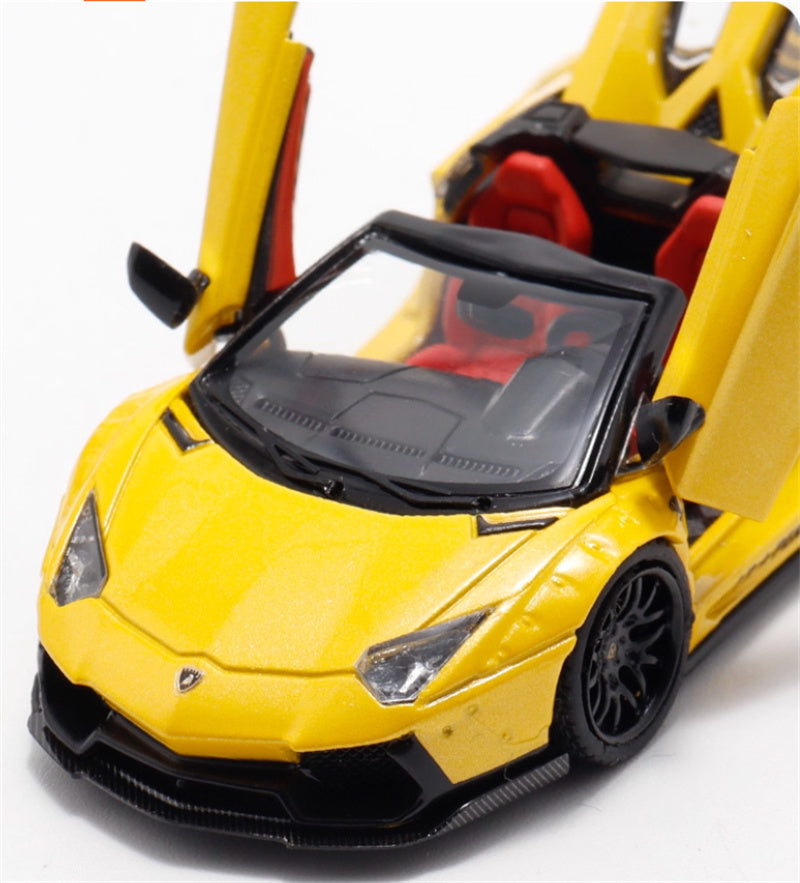 Rhino Model Lamborghini AVENTADOR LP700-4 LBWK Supercar Limited Edition 666PCS ONLY Yellow 1:64 Car Pre-built Model view7