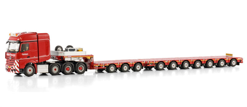 WSI  ACTROS MP5 SLT GIGA SPACE 8X4 MANOOVR - 3+7 AXLE Nooteboom Red Line 1:50 Truck Pre-built Model