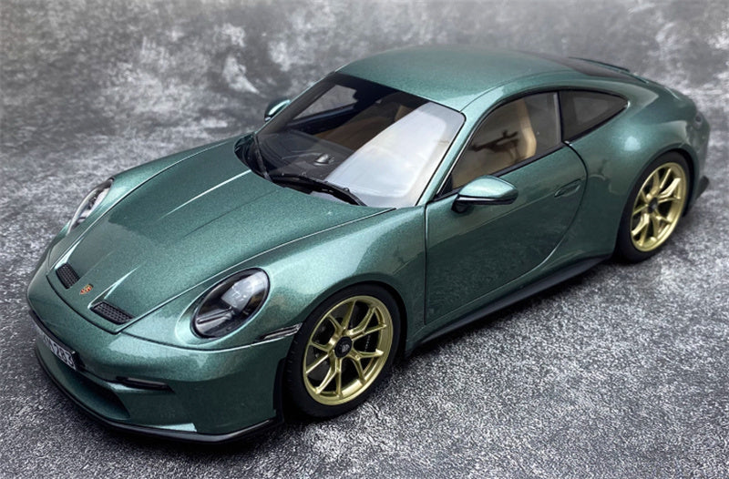 NOREV 2021 Porsche 911 GT3 Malachite green gold wheel No tail version 1:18 Car Pre-built Model view1