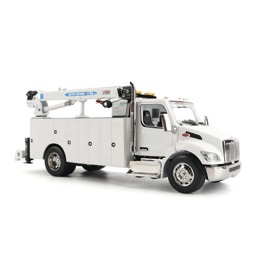 1:50 Peterbilt Auto Crane 536 Caterpillar Titan85-Body HC14-Crane Work Truck w/ Miller EnPak Limited Collectors Edition White Diecast Model