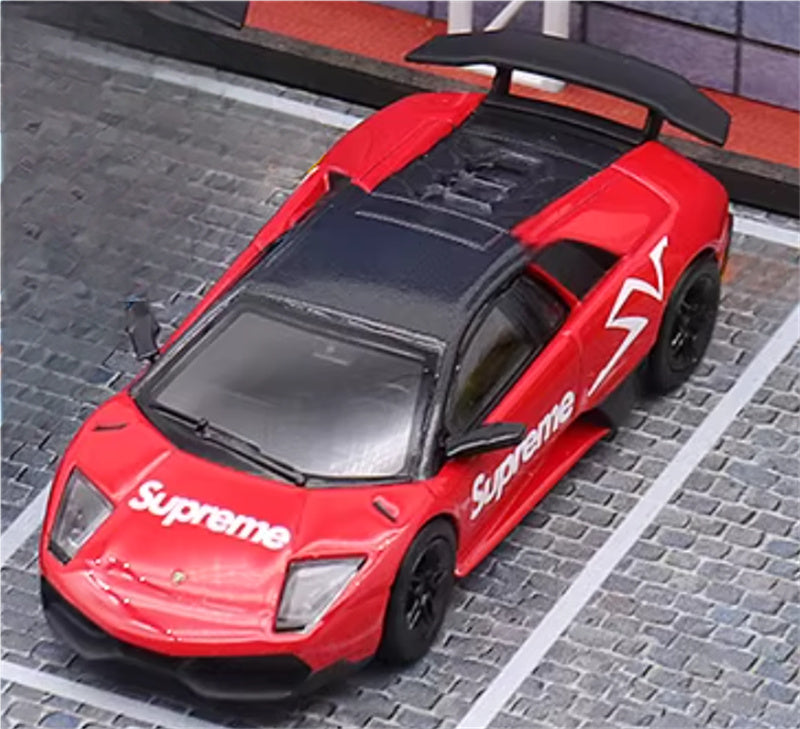 Max well Lamborghini Murcielago LP670-4 SV Red Supreme 1:64 Car Pre-built Airliner Model Display view4