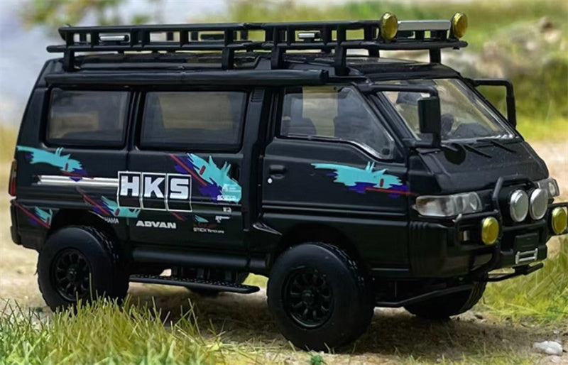 Autobots Models Mitsubishi Delica 3rd Generation Wagon 4X4 Off Road Modified Edition HKS coating w/ accessories 1:64 Car Pre-built Model view4