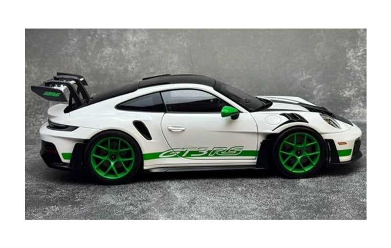 1:18 Porsche 911 992 GT3 RS  White - Carbon Cover - Green Wheel NOREV   DIECAST Model