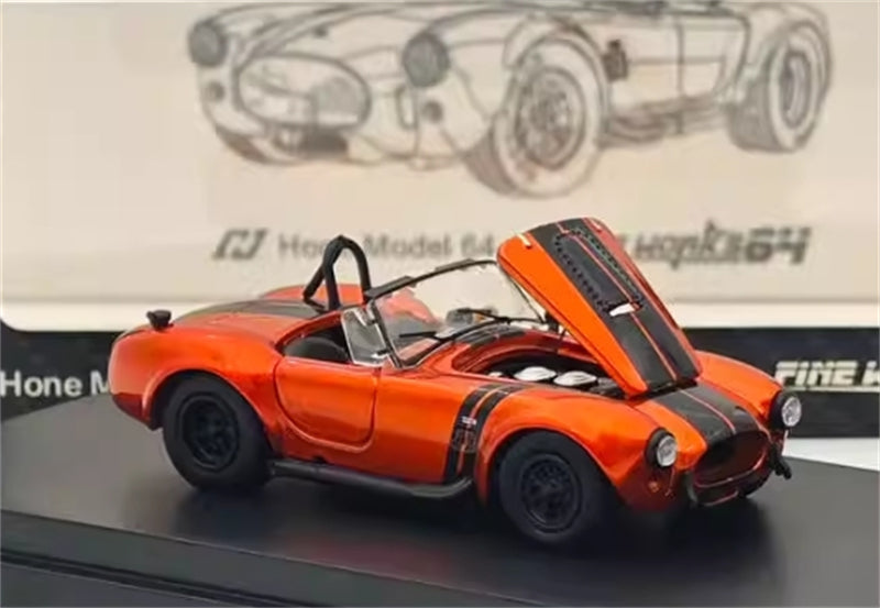 Fine Works&HM Ford Shelby 427 Cobra Orange Black Stripe Limited Edition 499PCS ONLY 1:64 car Pre-built Model view5