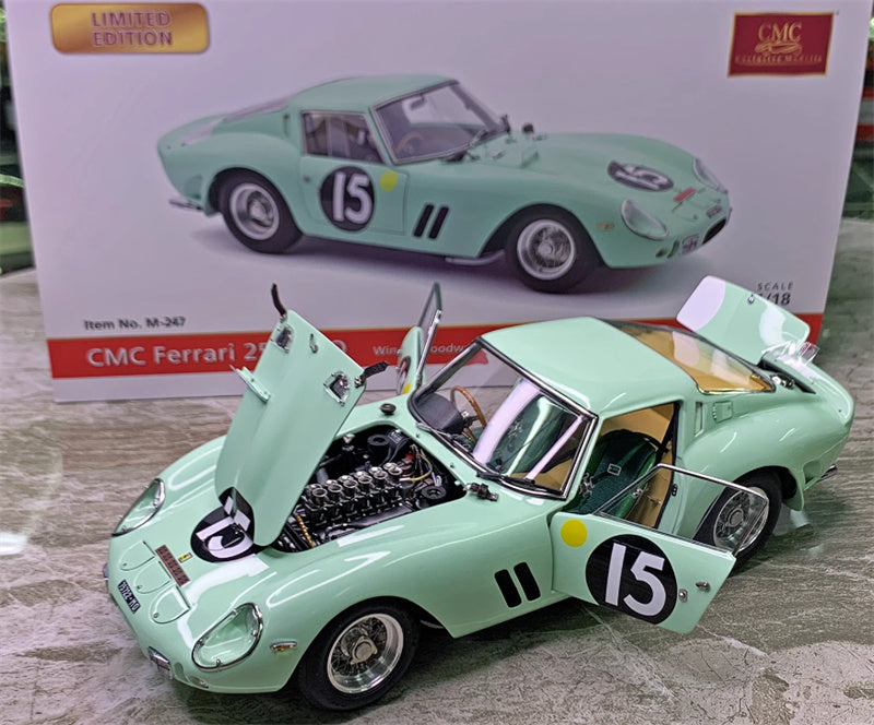 CMC Ferrari 250 GTO Winner 1962 #3505 (RHD) Moss Team Ireland #15 Avocado green Limited Edition 1:18 Car Pre-a Model